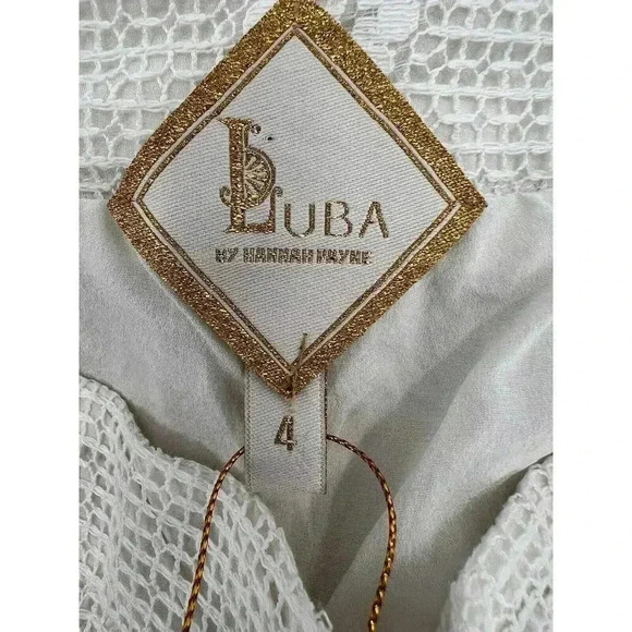 Luba by Hannah Payne Ivory Mesh Lace Peplum Babydoll Blouse SZ 0 Pants Size 4 - Picture 15 of 16